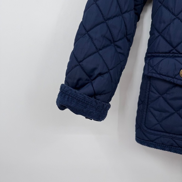 Polo Ralph Lauren Jacket Child Size 6X Blue Hooded Diamond Quilted Corduroy Trim - Picture 5 of 16